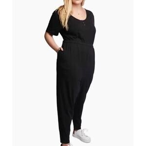 ABLE Clothing Parker Knit Black Short Sleeve Jumpsuit Medium